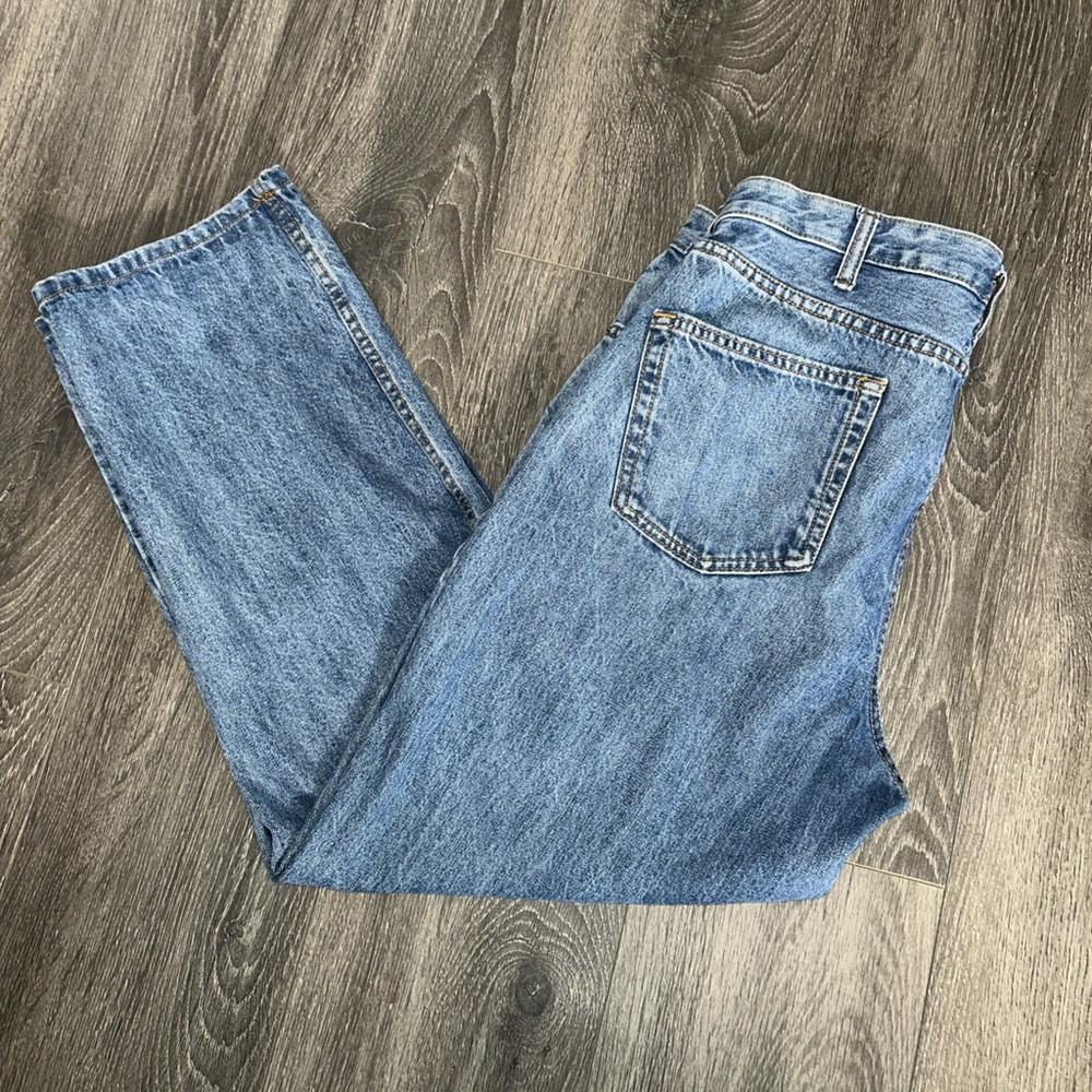 Lands End Mens Jeans 38x30 Blue Straight Denim Pant Medium Wash Traditional Fit